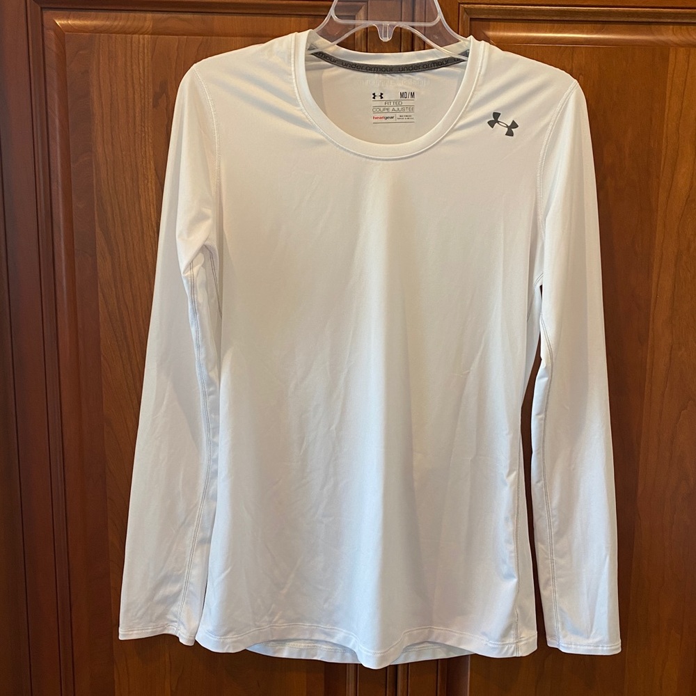 Under Armour Fitted HeatGear White Long Sleeve Shirt